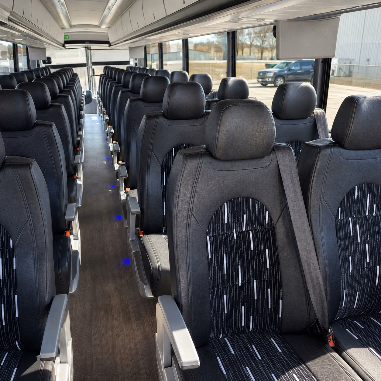 sandy charter bus interior