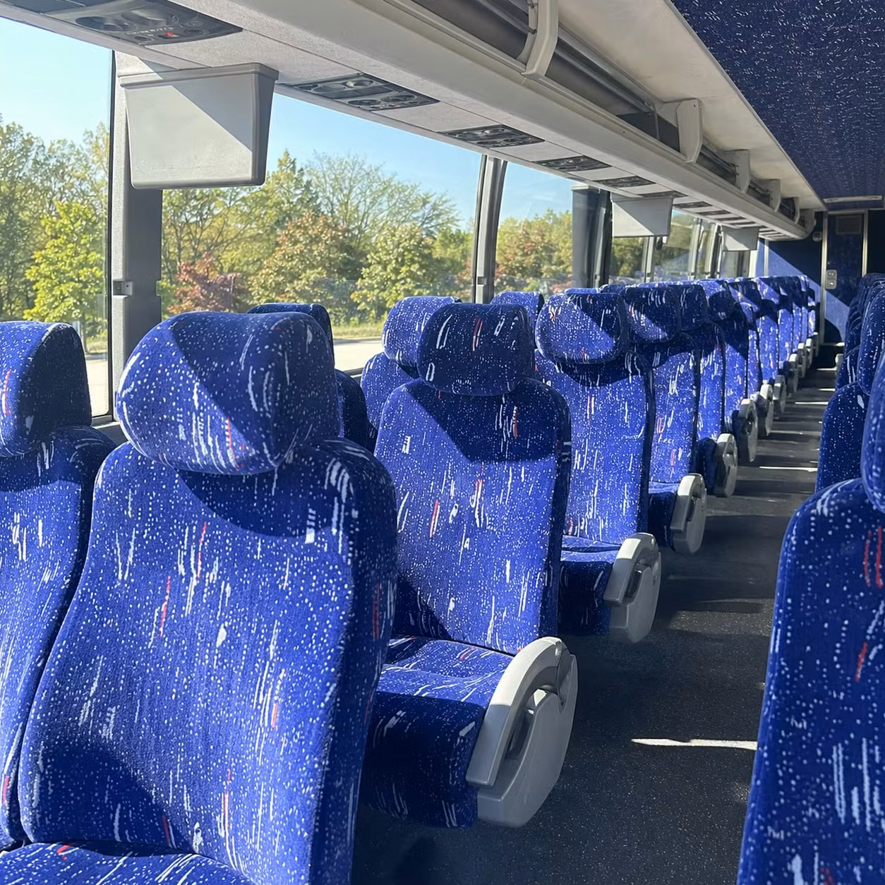 sandy charter bus rental interior